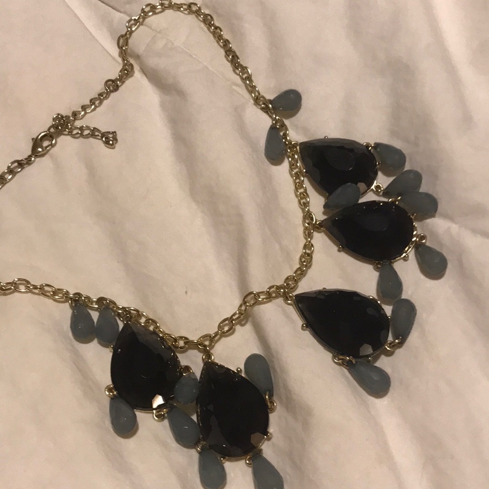 Chunky statement necklace with blue stones